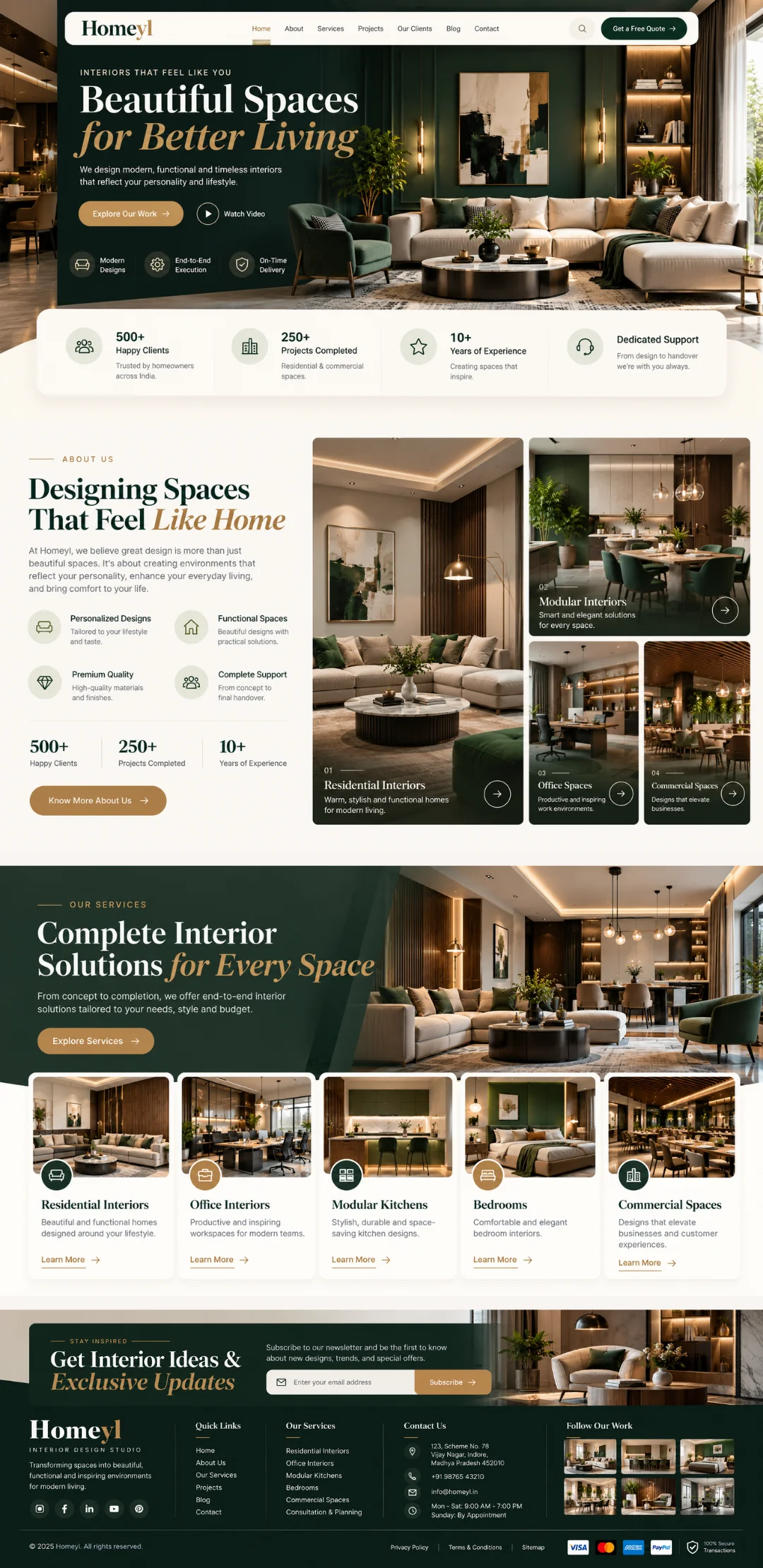 Homeyl modern interior design studio and architecture website portfolio - Virtual Revolt Software