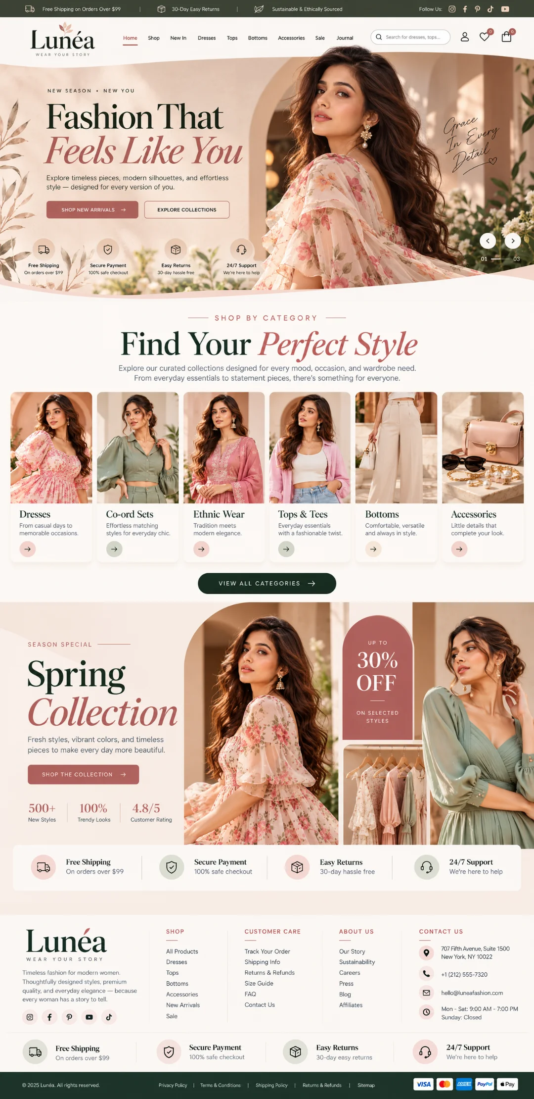 Lunea women fashion clothing apparel ecommerce online store website portfolio - Virtual Revolt Software