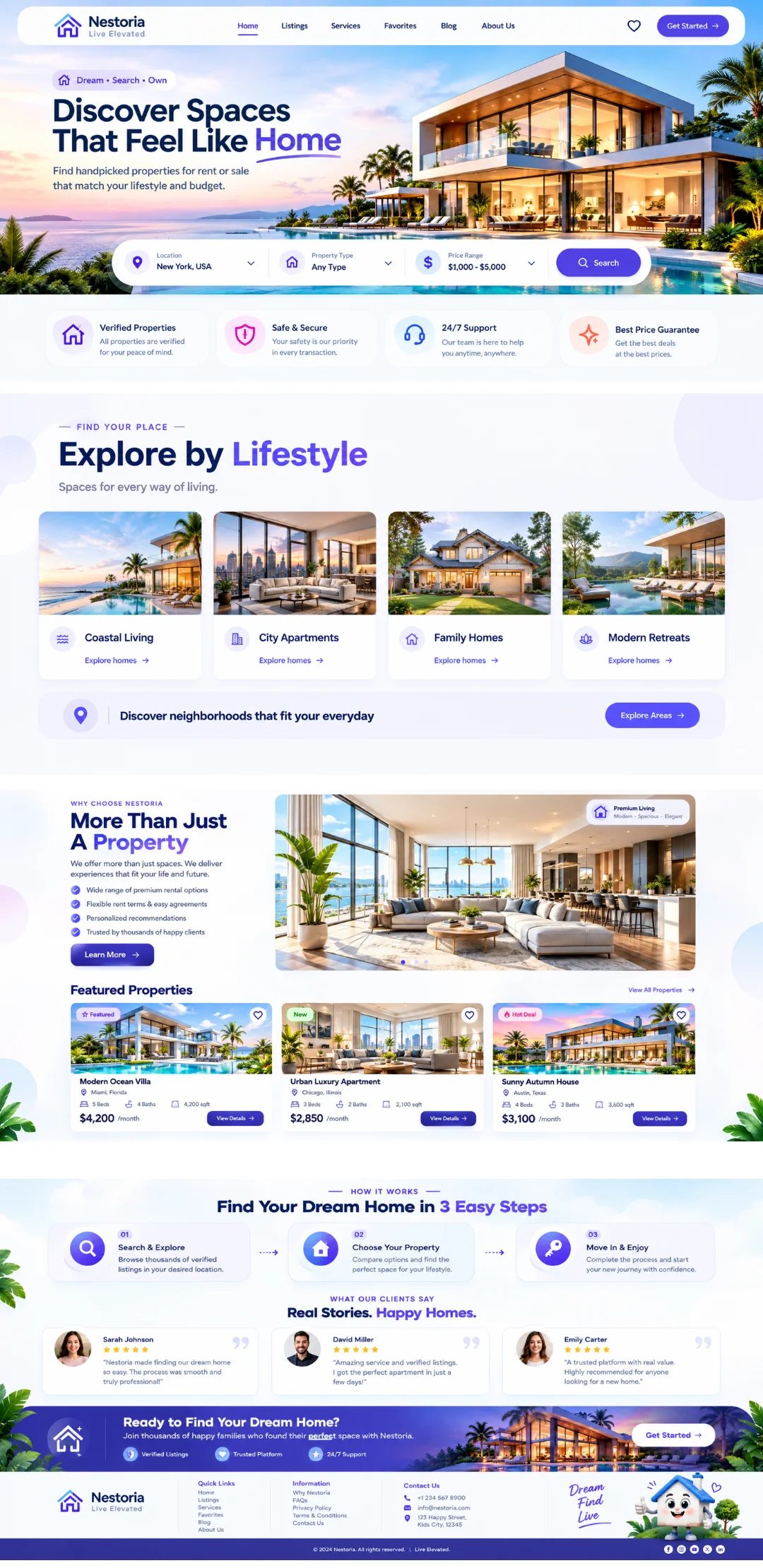 Nestoria real estate property rental and apartment listing website design portfolio - Virtual Revolt Software