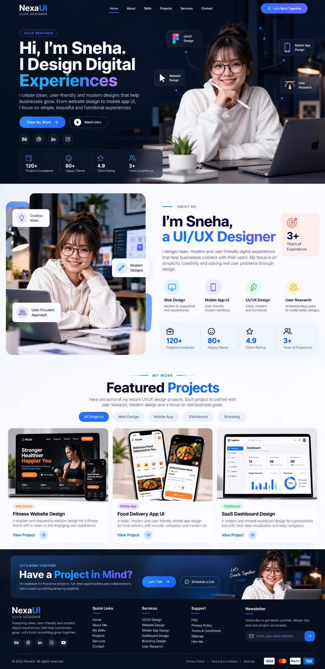 NexaUI freelance UI UX designer and product design portfolio website - Virtual Revolt Software