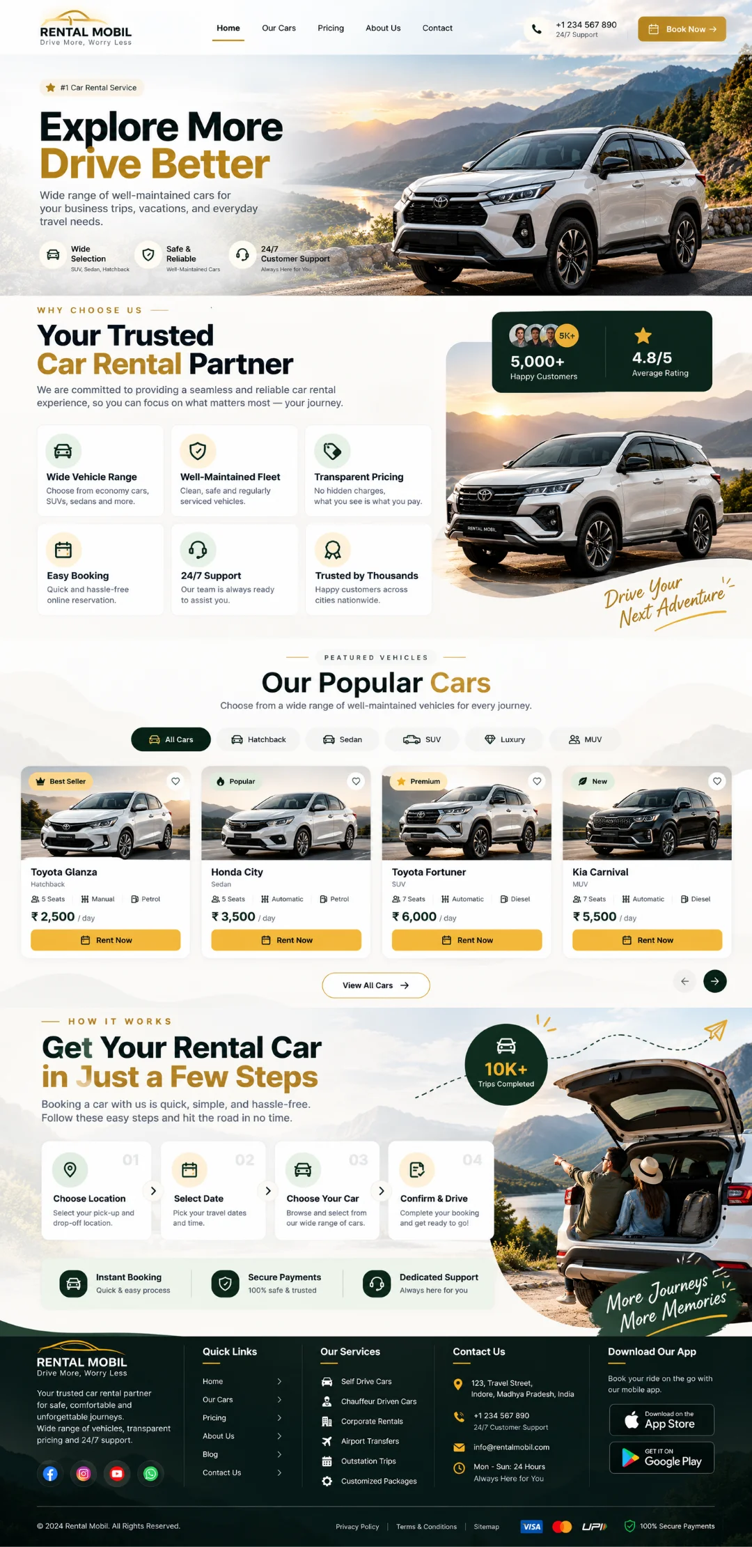 Rental Mobil car rental self-drive cab booking website design portfolio - Virtual Revolt Software