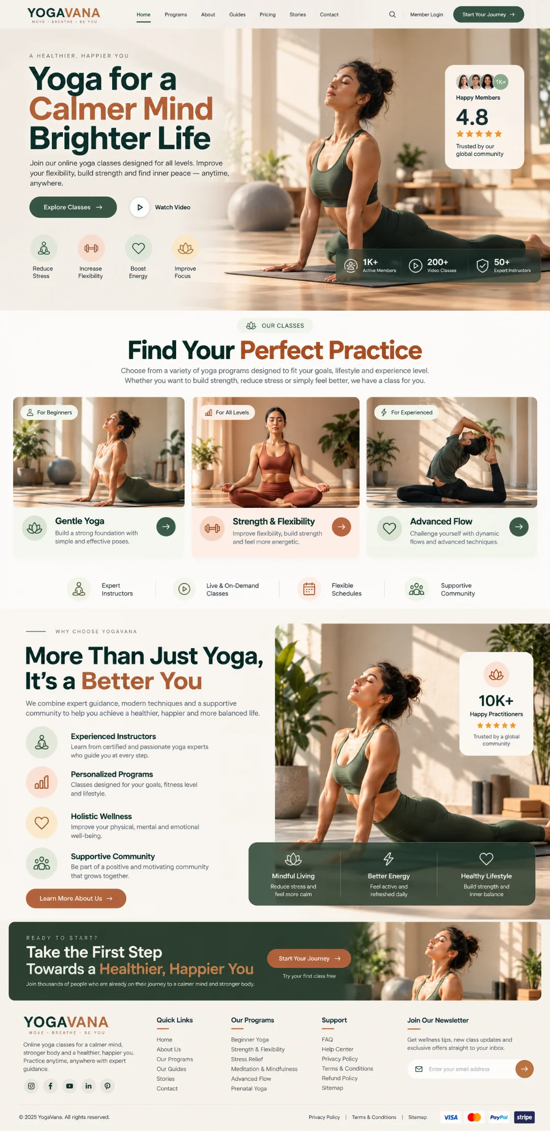 Yogavana yoga studio and holistic wellness online classes website portfolio - Virtual Revolt Software